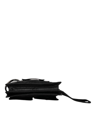 Dolce & Gabbana Schwarze Stoff Logo Two Way Clutch Crossbody Tasche