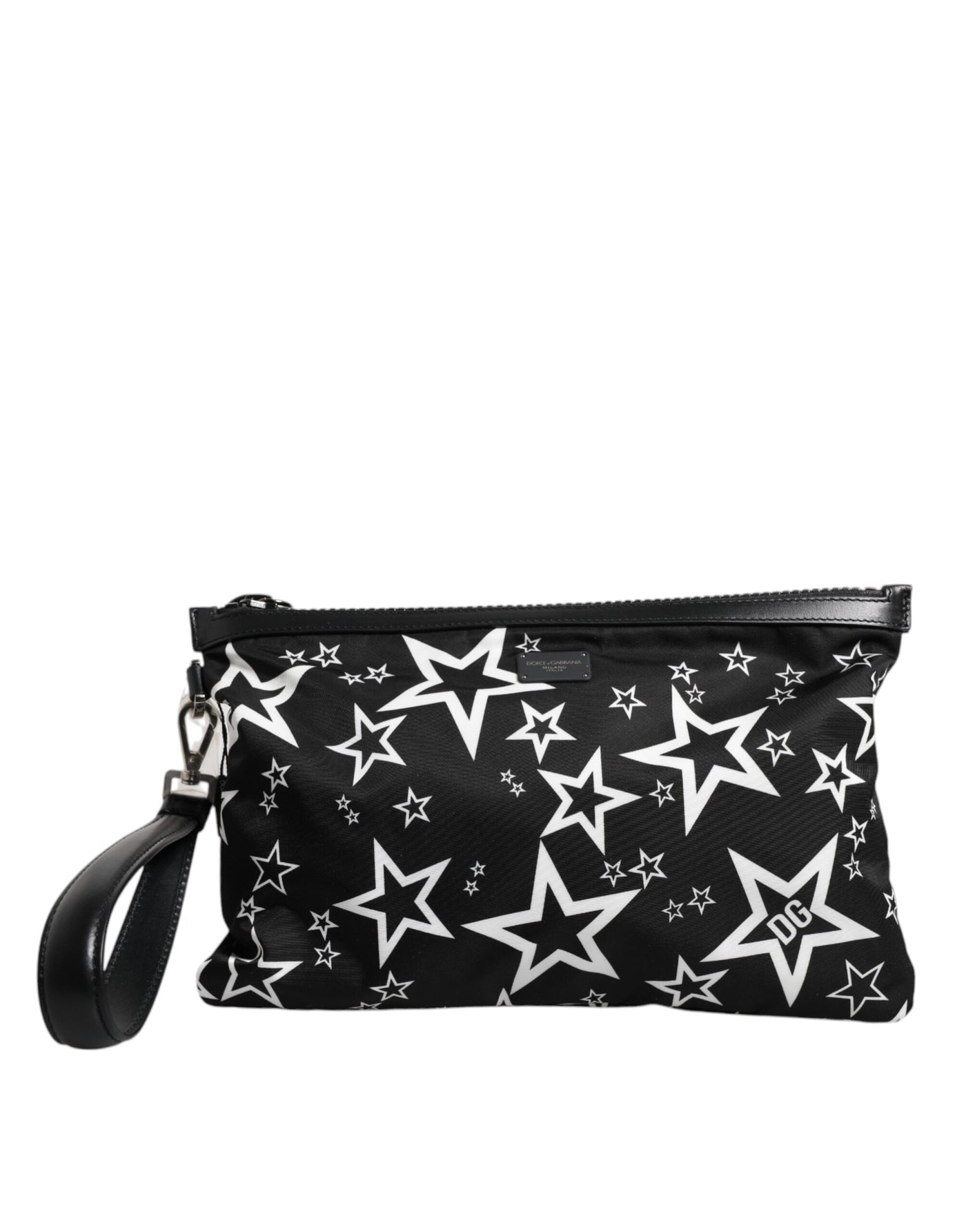Dolce & Gabbana Schwarz-Weiß-Sterne-Muster Clutch Pouch Tasche