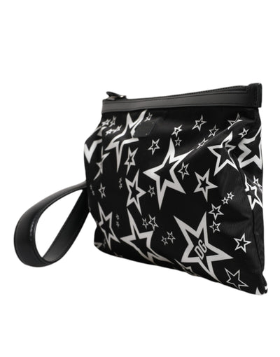 Dolce & Gabbana Schwarz-Weiß-Sterne-Muster Clutch Pouch Tasche