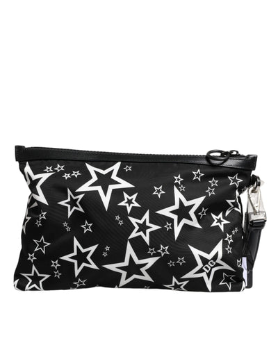 Dolce & Gabbana Schwarz-Weiß-Sterne-Muster Clutch Pouch Tasche