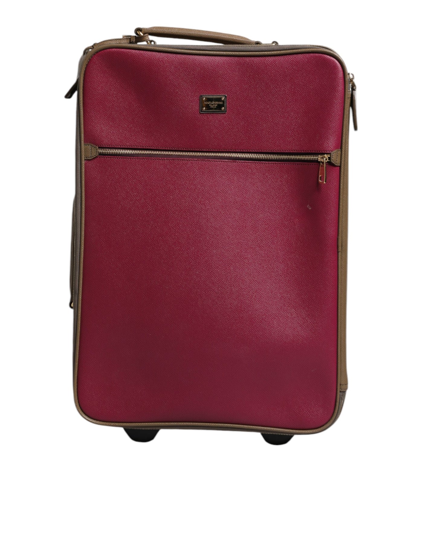 Dolce & Gabbana Fuchsia Khaki Leder Trolley Travel Wheel Koffertasche