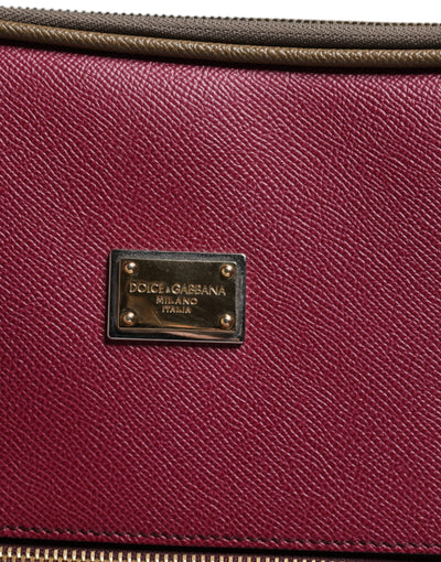 Dolce & Gabbana Fuchsia Khaki Leder Trolley Travel Wheel Koffertasche