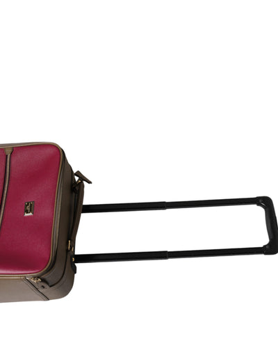 Dolce & Gabbana Fuchsia Khaki Leder Trolley Travel Wheel Koffertasche