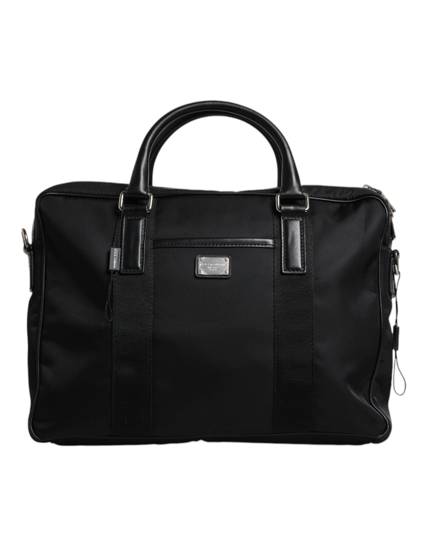 Dolce & Gabbana Schwarze Logo-Plakette mit doppeltem Henkel Messenger Bag