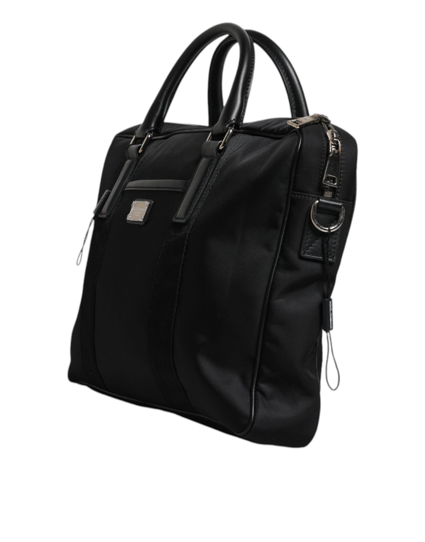 Dolce & Gabbana Schwarze Logo-Plakette mit doppeltem Henkel Messenger Bag