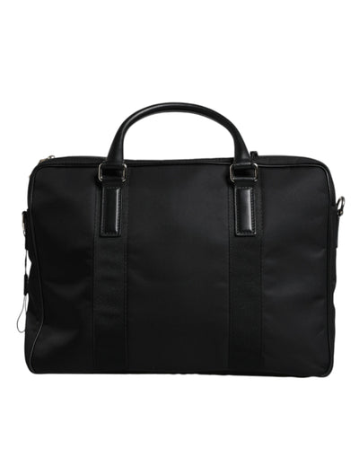 Dolce & Gabbana Schwarze Logo-Plakette mit doppeltem Henkel Messenger Bag