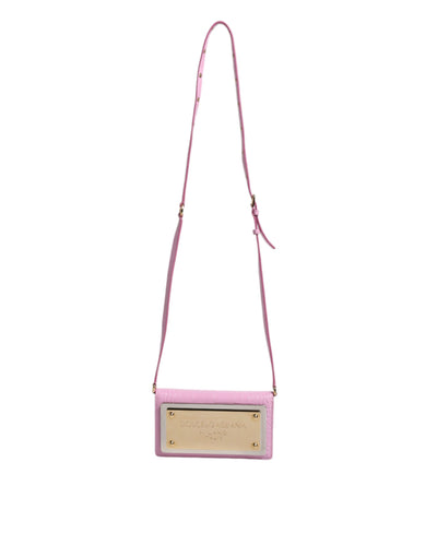 Dolce & Gabbana Rosa Exotic Leather Logo Plaque Crossbody Tasche