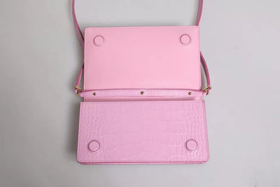 Dolce & Gabbana Rosa Exotic Leather Logo Plaque Crossbody Tasche