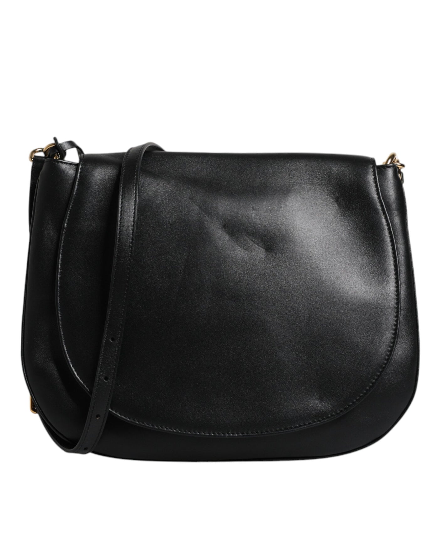 Dolce & Gabbana Schwarze Leder-Umhängetasche mit Klappe