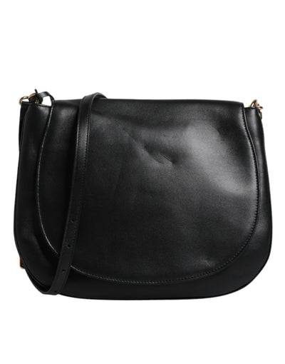 Dolce & Gabbana Schwarze Leder-Umhängetasche mit Klappe