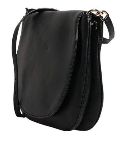 Dolce & Gabbana Schwarze Leder-Umhängetasche mit Klappe