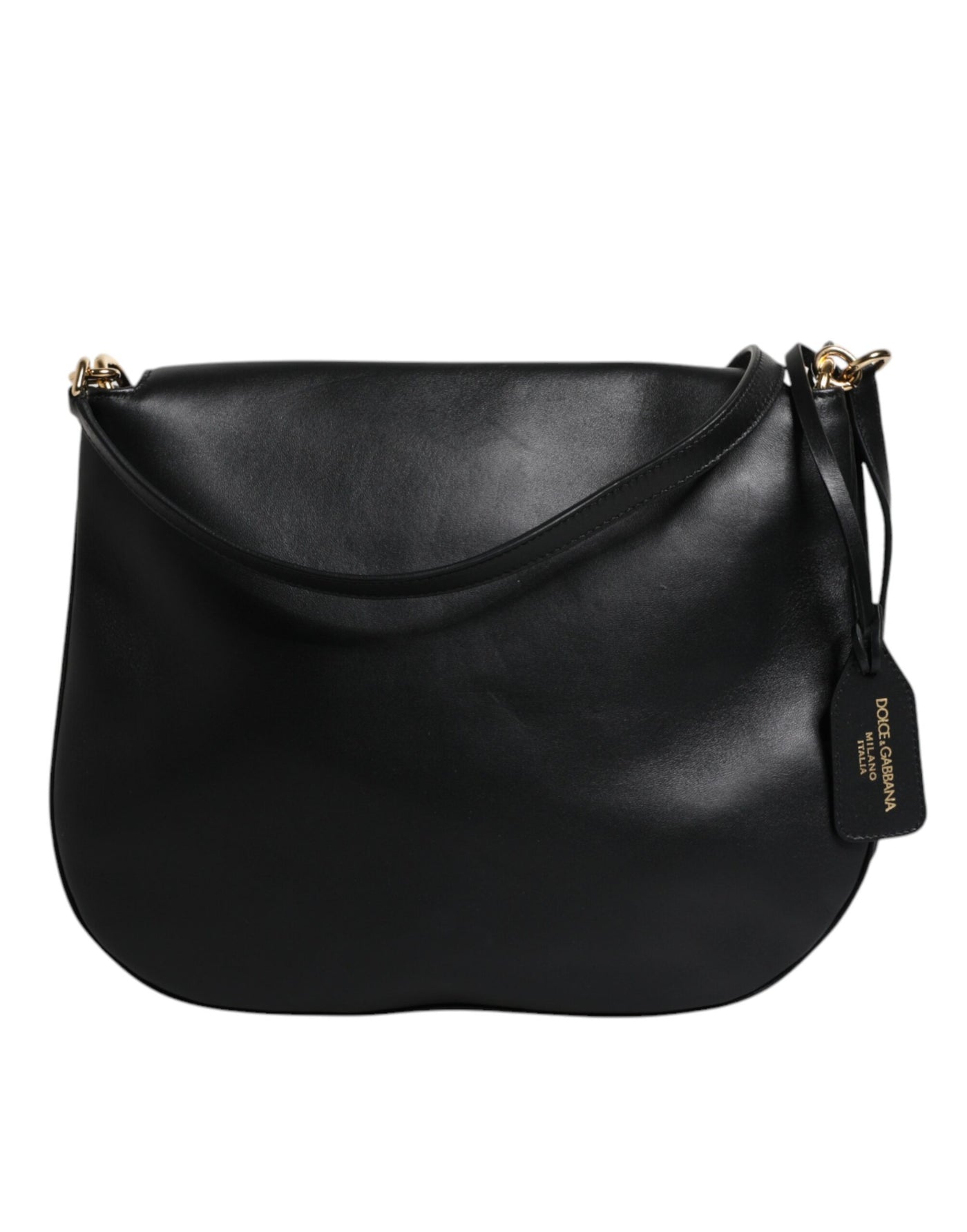Dolce & Gabbana Schwarze Leder-Umhängetasche mit Klappe