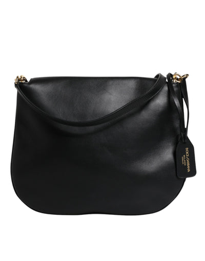 Dolce & Gabbana Schwarze Leder-Umhängetasche mit Klappe
