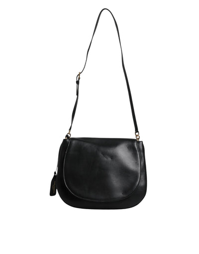Dolce & Gabbana Schwarze Leder-Umhängetasche mit Klappe