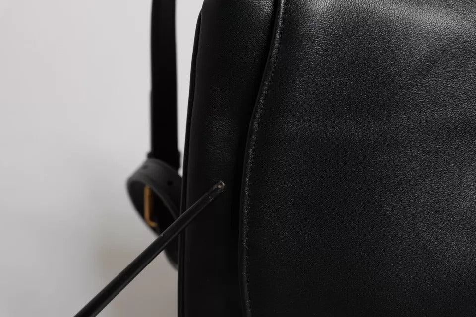 Dolce & Gabbana Schwarze Leder-Umhängetasche mit Klappe