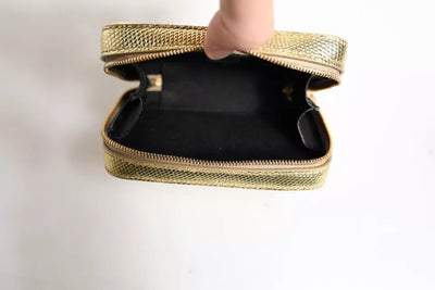 Dolce & Gabbana Goldene Leder DG Logo Plaque Zip Around Clutch Tasche