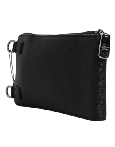 Dolce & Gabbana Schwarzes Leder Portemonnaie Crossbody Sling Phone Bag
