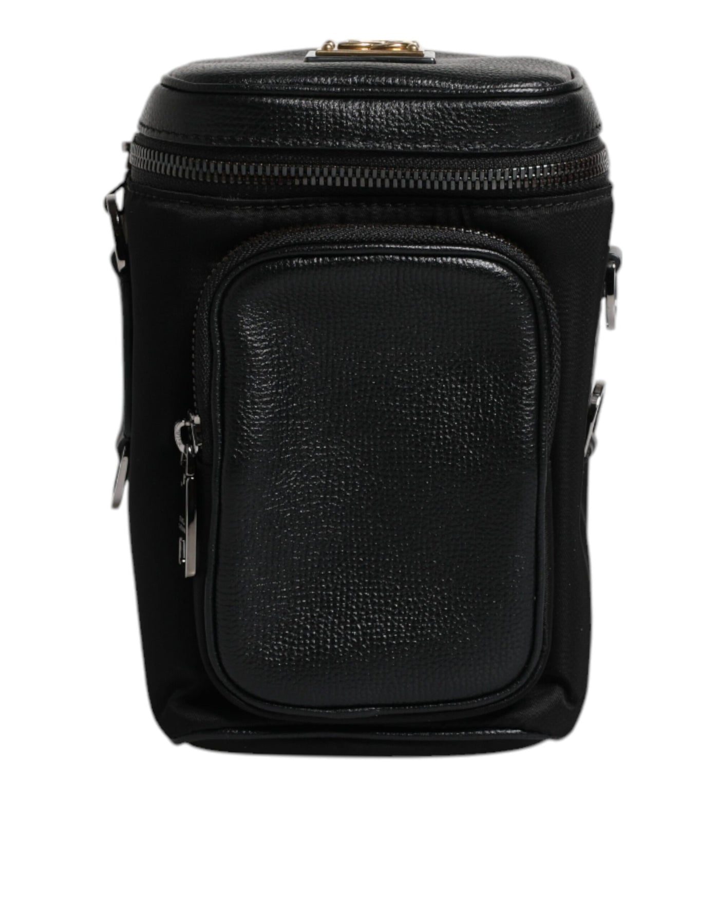 Dolce & Gabbana Schwarzes Leder Logo Geldbörse Crossbody Kameratasche