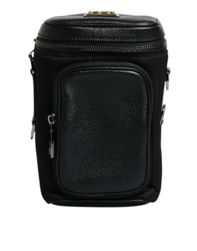 Dolce & Gabbana Schwarzes Leder Logo Geldbörse Crossbody Kameratasche