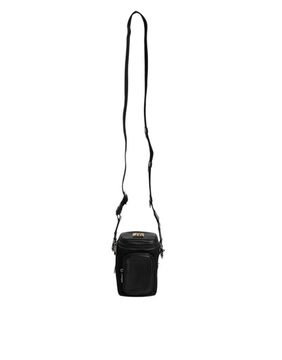 Dolce & Gabbana Schwarzes Leder Logo Geldbörse Crossbody Kameratasche