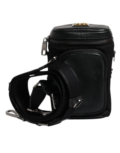 Dolce & Gabbana Schwarzes Leder Logo Geldbörse Crossbody Kameratasche