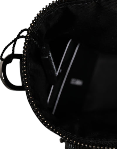 Dolce & Gabbana Schwarzes Leder Logo Geldbörse Crossbody Kameratasche