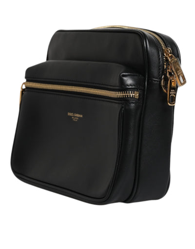 Dolce & Gabbana Schwarze Gothic-Messenger-Tasche aus Kalbsleder