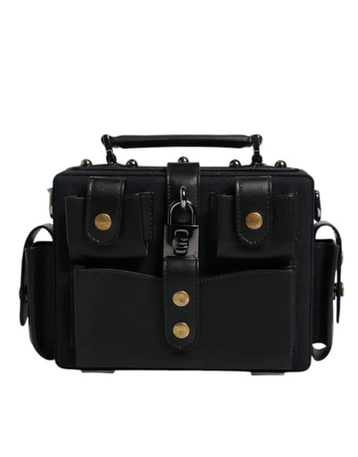 Dolce & Gabbana Schwarze Leder Crossbody Tasche mit oberem Griff