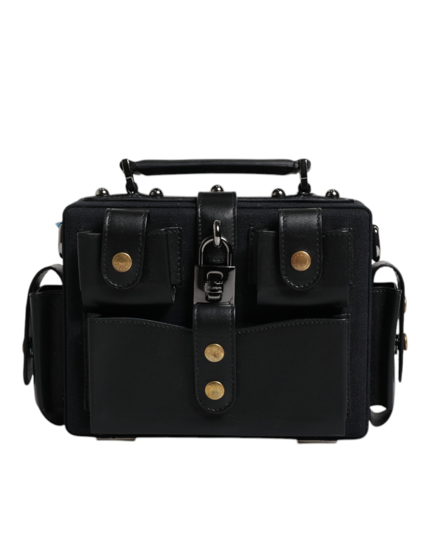 Dolce & Gabbana Schwarze Leder Crossbody Tasche mit oberem Griff