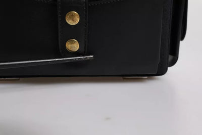 Dolce & Gabbana Schwarze Leder Crossbody Tasche mit oberem Griff