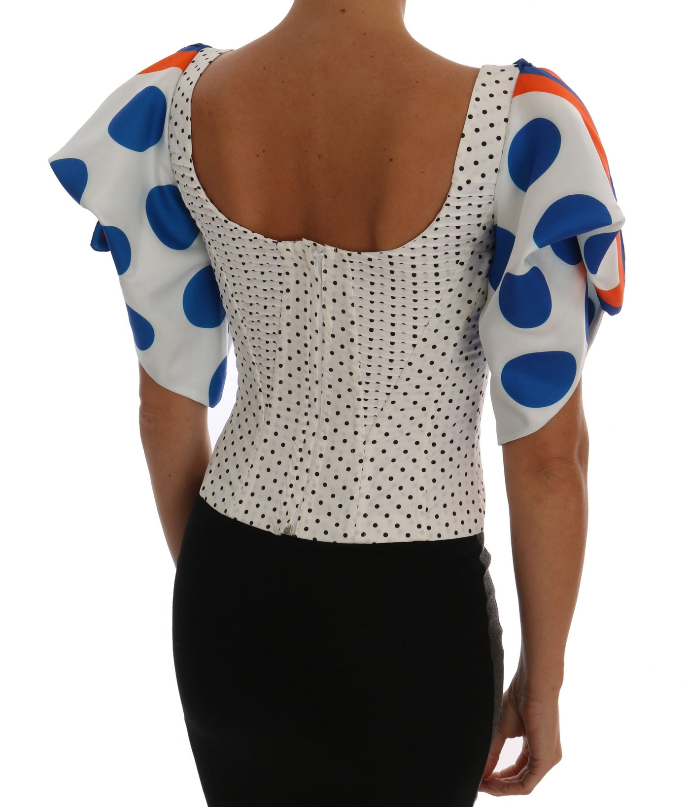Dolce & Gabbana Weißes Polka-Seiden-Korsett-Bustier-Top