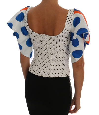 Dolce & Gabbana Weißes Polka-Seiden-Korsett-Bustier-Top