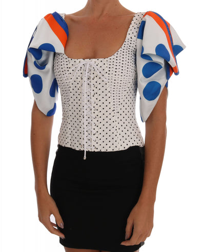 Dolce & Gabbana Weißes Polka-Seiden-Korsett-Bustier-Top