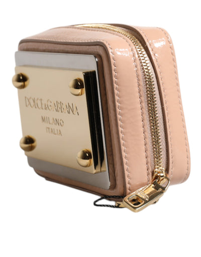 Dolce & Gabbana Nude Leder Logo Plaque Crossbody Tasche