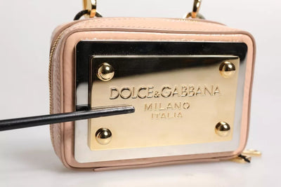 Dolce & Gabbana Nude Leder Logo Plaque Crossbody Tasche
