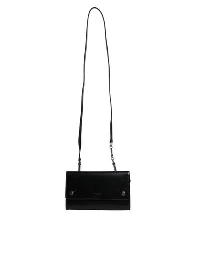 Dolce & Gabbana Schwarze Leder-Crossbody-Tasche mit Logoprägung