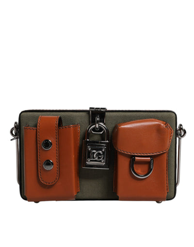Dolce & Gabbana Grün Braun Leder Clutch Geldbeutel Tasche