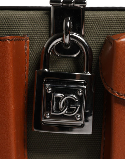 Dolce & Gabbana Grün Braun Leder Clutch Geldbeutel Tasche