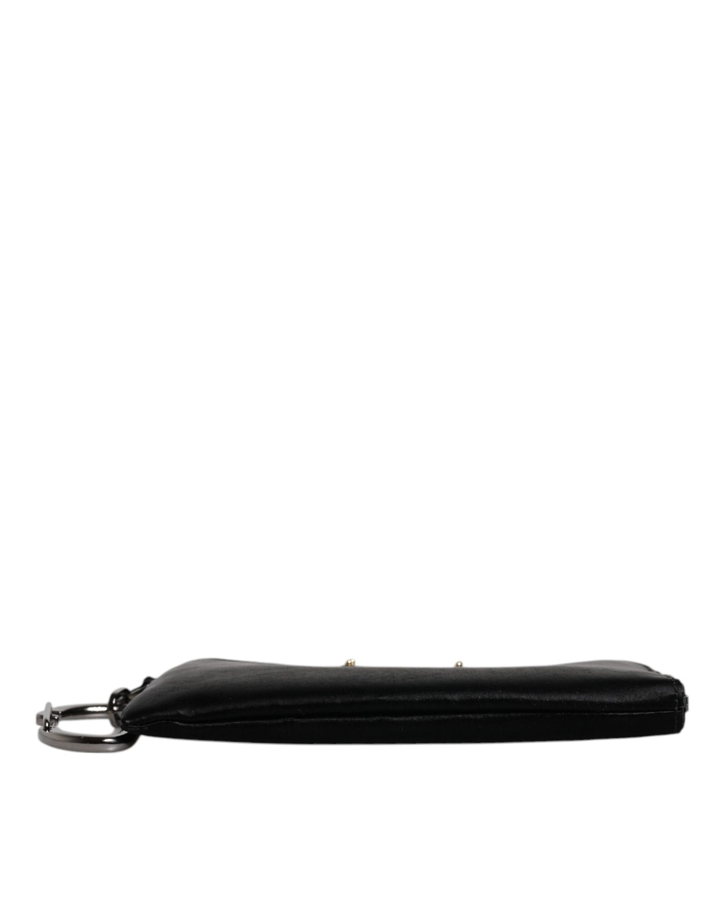 Dolce & Gabbana Schwarzes Nylon Logo Plaque Schlüsselanhänger Tasche Clutch