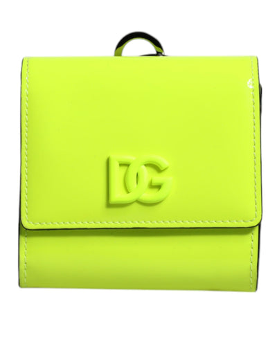 Dolce & Gabbana Gelb Grün Bifold DG Logo Halsband Karteninhaber Brieftasche