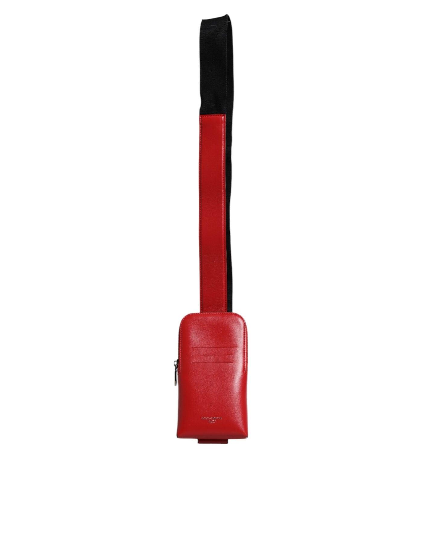 Dolce & Gabbana Rotes Leder Logo Zip um Kartenhalter Breite Riemen Brieftasche