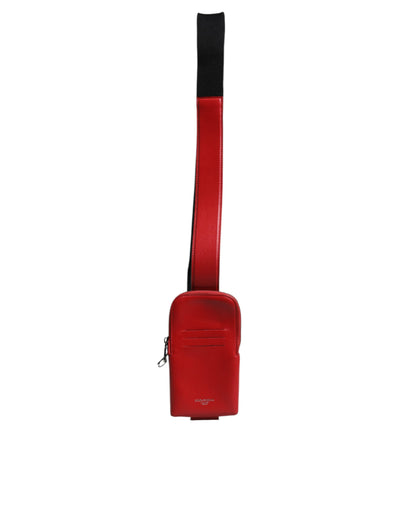 Dolce & Gabbana Rotes Leder Logo Zip um Kartenhalter Breite Riemen Brieftasche