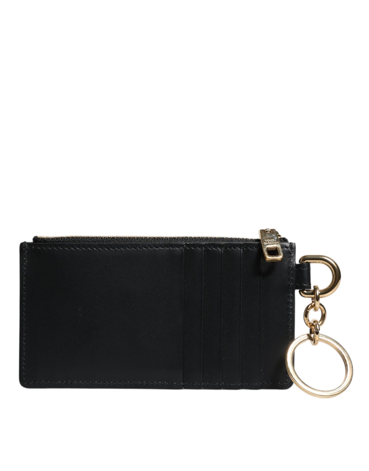 Dolce & Gabbana Schwarzes Kalbsleder DG Logo Kartenhalter Brieftasche