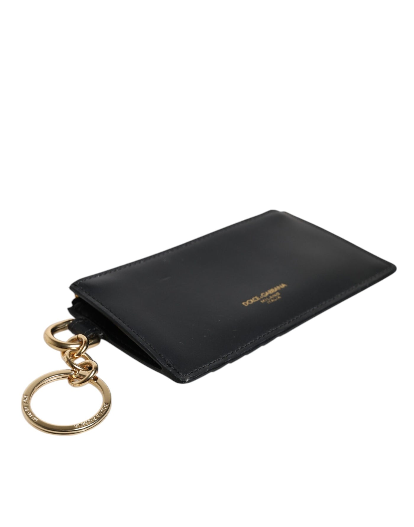 Dolce & Gabbana Schwarzes Kalbsleder DG Logo Kartenhalter Brieftasche