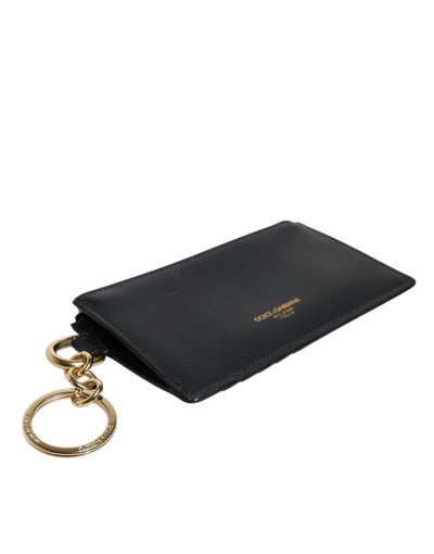 Dolce & Gabbana Schwarzes Kalbsleder DG Logo Kartenhalter Brieftasche