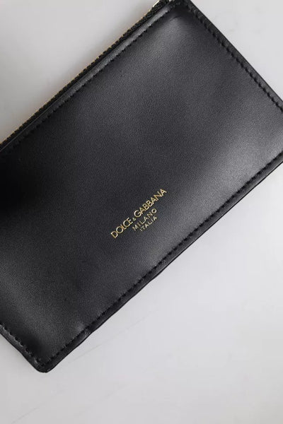 Dolce & Gabbana Schwarzes Kalbsleder DG Logo Kartenhalter Brieftasche