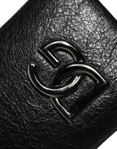 Dolce & Gabbana Schwarzes Leder Portemonnaie Crossbody Chain Sling Phone Bag