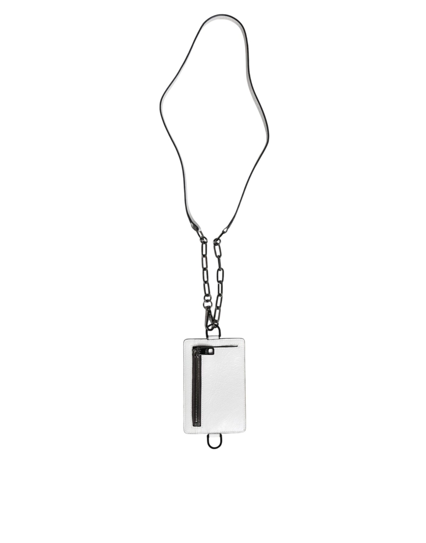 Dolce & Gabbana Weißes Kalbsleder Lanyard Logo Kartenhalter Brieftasche