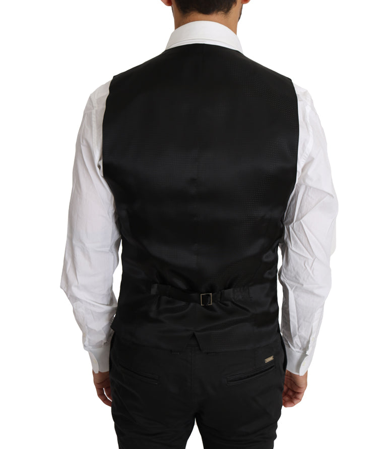 Dolce & Gabbana Schwarze Weste aus fester Wolle und Seide