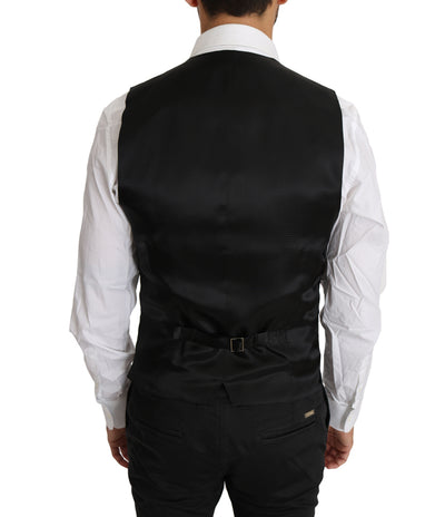 Dolce & Gabbana Schwarze Weste aus fester Wolle und Seide